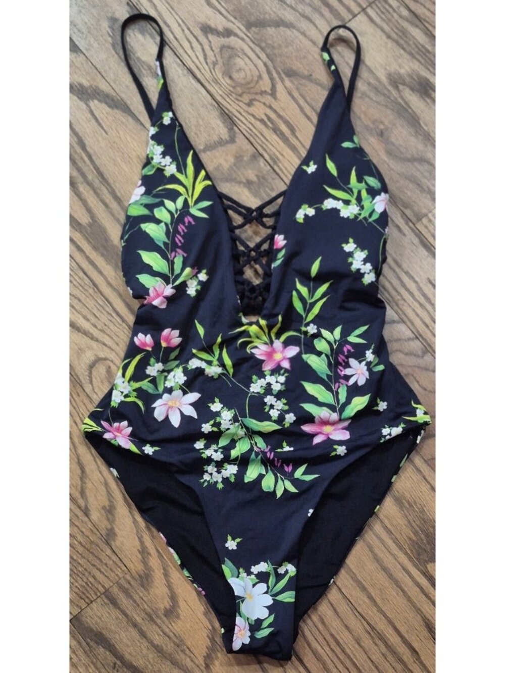 Tini Bikini Strappy Highcut Scoop One-pc. Bathingsuit Swimsuit Women's Medium